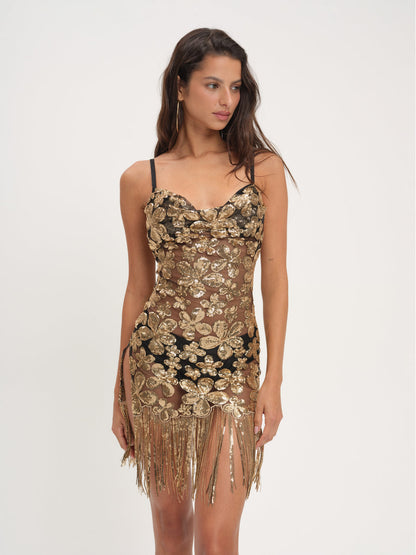 For Love and Lemons - Colette Mini Dress - Gold