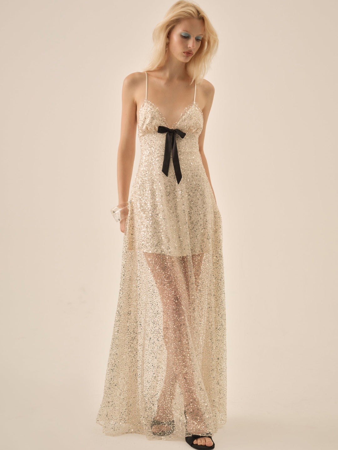 For Love and Lemons - Clara Crystals Maxi Dress - Silver