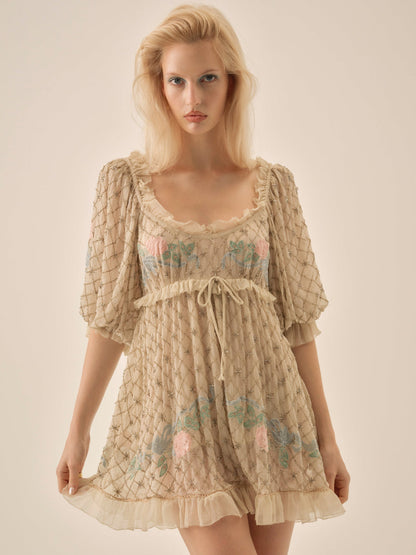 For Love and Lemons - Spellbound Rose Mini Dress - Pale Pink