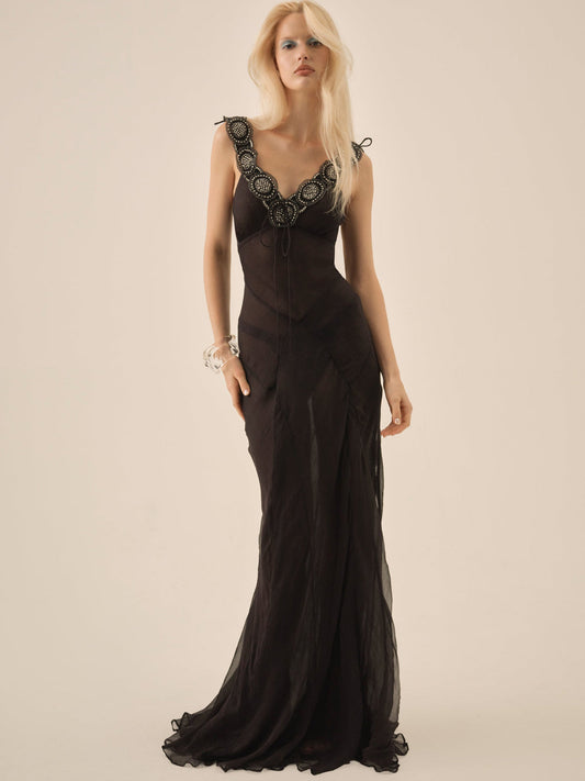 For Love and Lemons - Willa Silk Gown - Black
