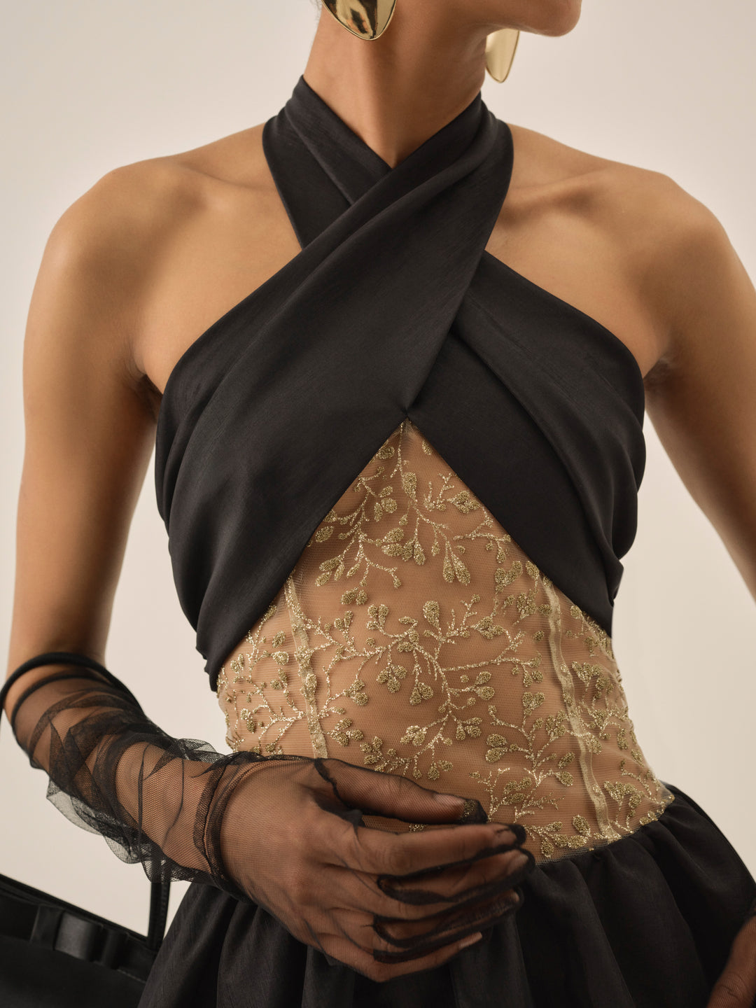 For Love and Lemons - Shimmering Petals Mini Dress - Black