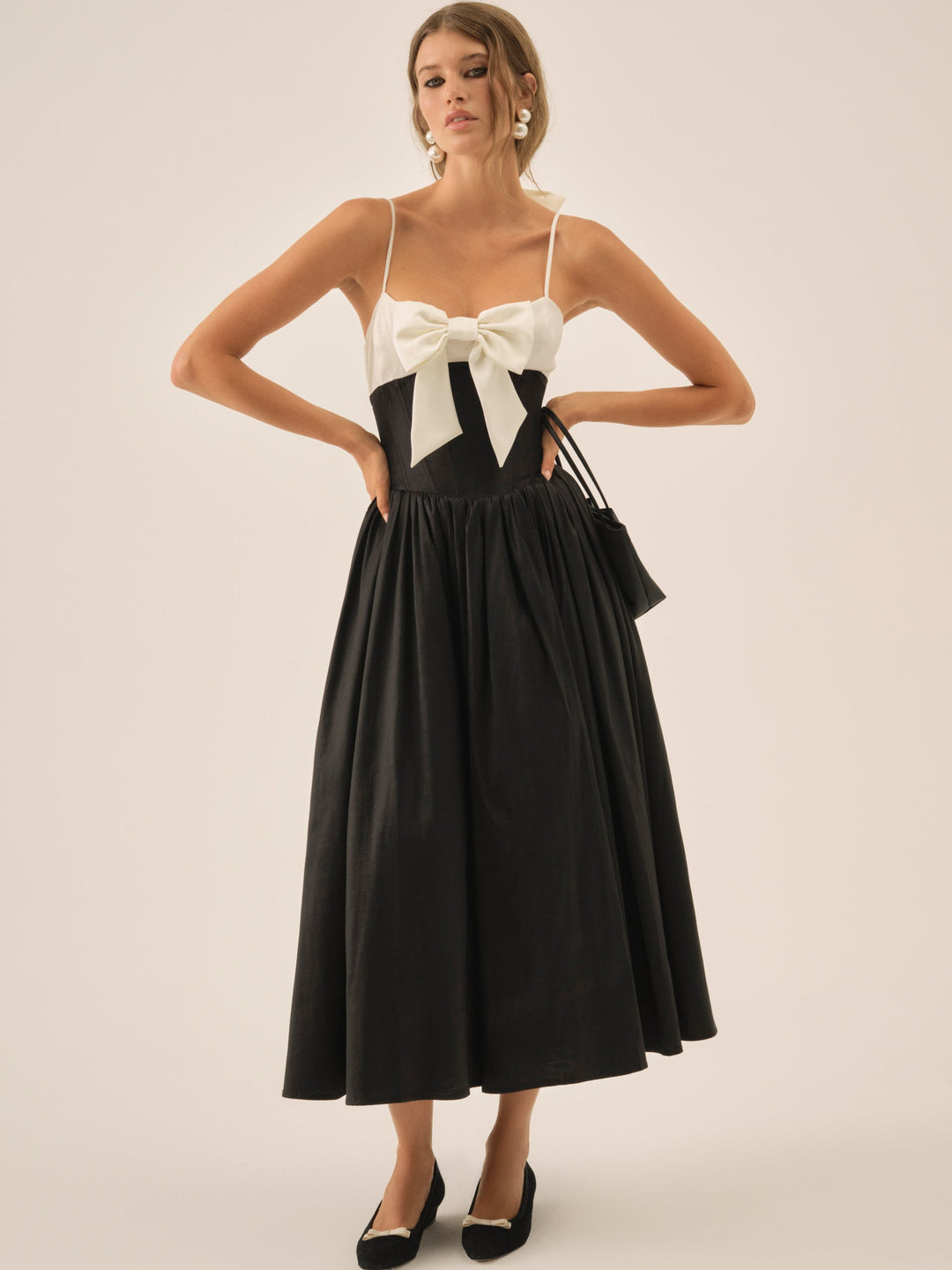 For Love and Lemons - Emalie Taffeta Midi Dress - Black