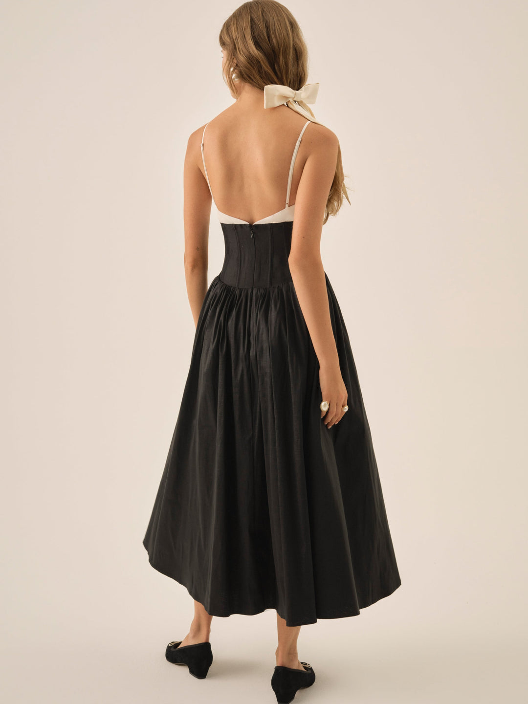 For Love and Lemons - Emalie Taffeta Midi Dress - Black