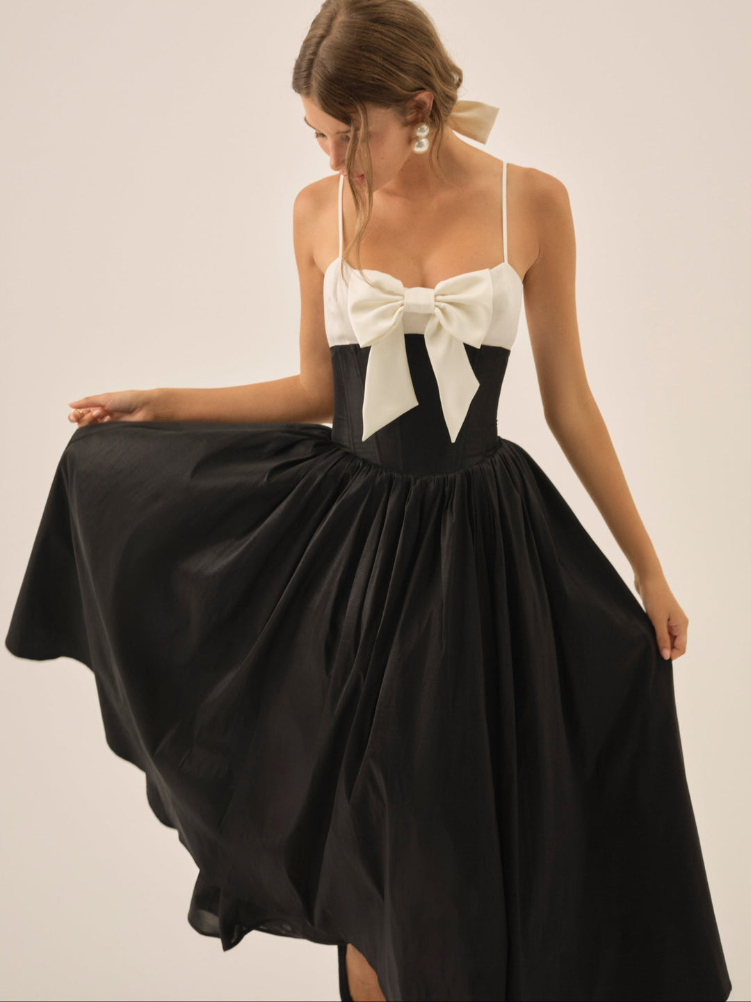 For Love and Lemons - Emalie Taffeta Midi Dress - Black
