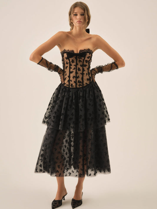 For Love and Lemons - Dionne Midi Dress - Black