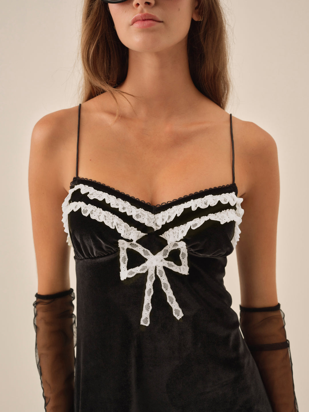 For Love and Lemons - Claire Velvet Mini Dress - Black