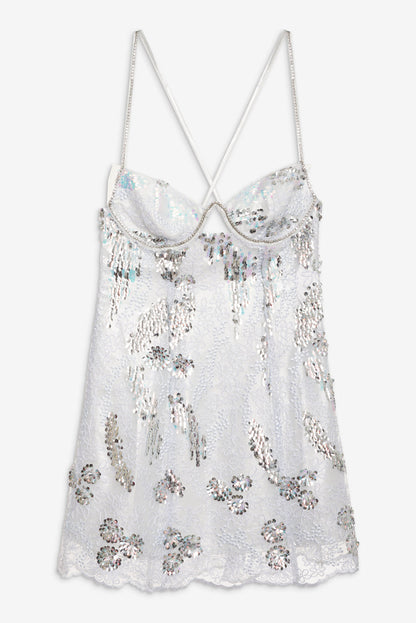 For Love and Lemons - Opal Mini Dress - Silver