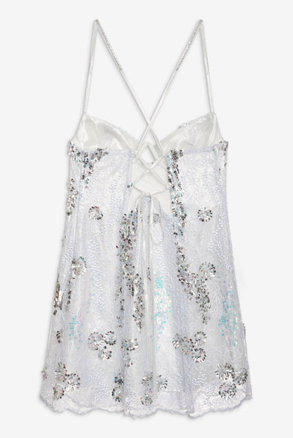 For Love and Lemons - Opal Mini Dress - Silver