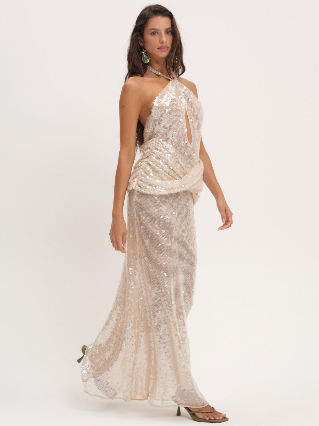 For Love and Lemons - Sydney Sequin Maxi Dress - Nude