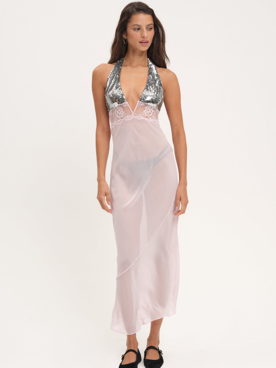 For Love and Lemons - Maia Maxi Slip Dress - Pink