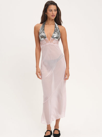 For Love and Lemons - Maia Maxi Slip Dress - Pink