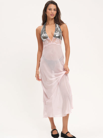 For Love and Lemons - Maia Maxi Slip Dress - Pink