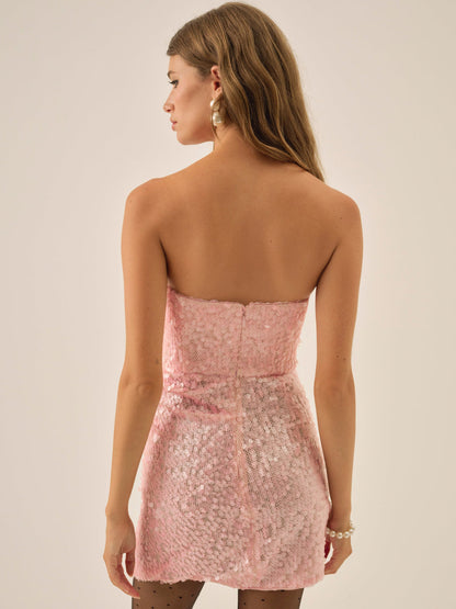 For Love and Lemons - Elysian Sequin Mini Dress - Baby Pink