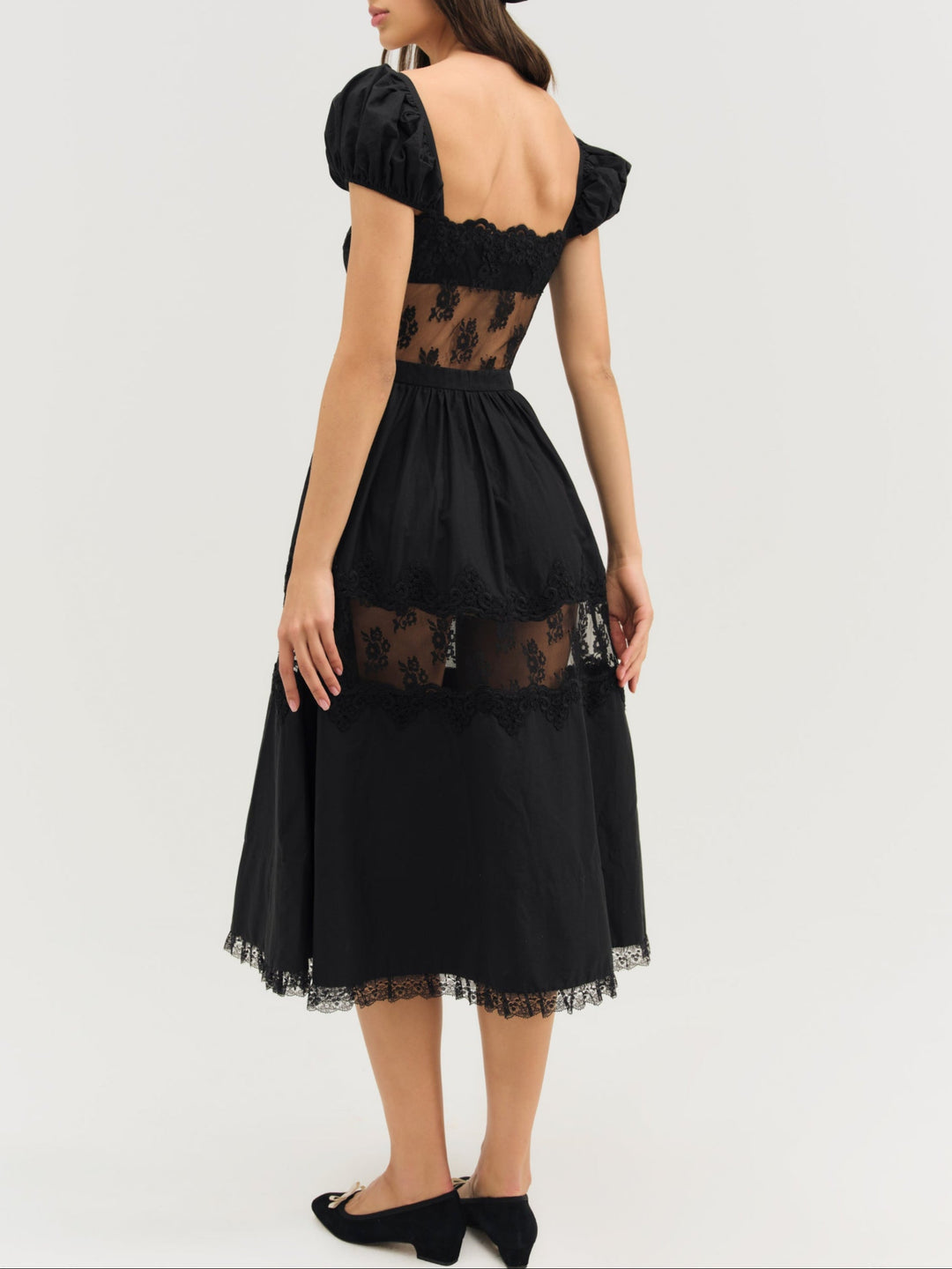 For Love and Lemons - Liya Lace Midi Dress - Black