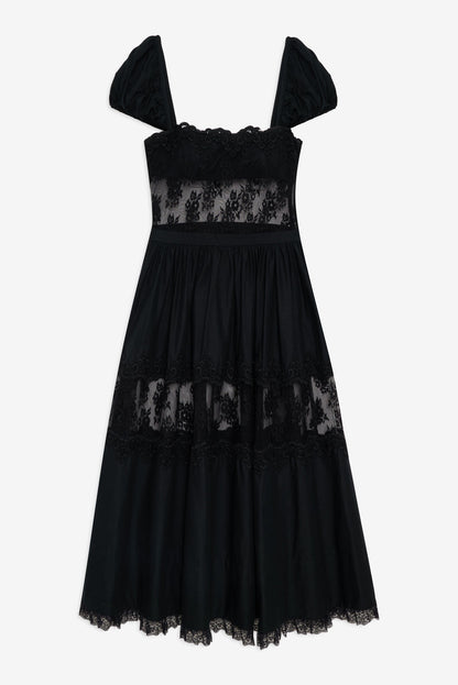 For Love and Lemons - Liya Lace Midi Dress - Black