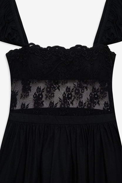 For Love and Lemons - Liya Lace Midi Dress - Black