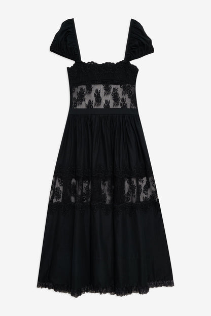 For Love and Lemons - Liya Lace Midi Dress - Black