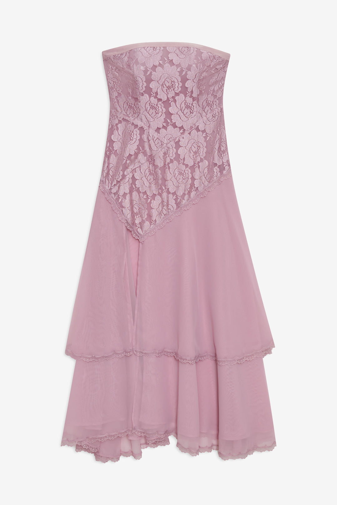 For Love and Lemons - Claudia Rose Lace Strapless Midi Dress - Mulberry