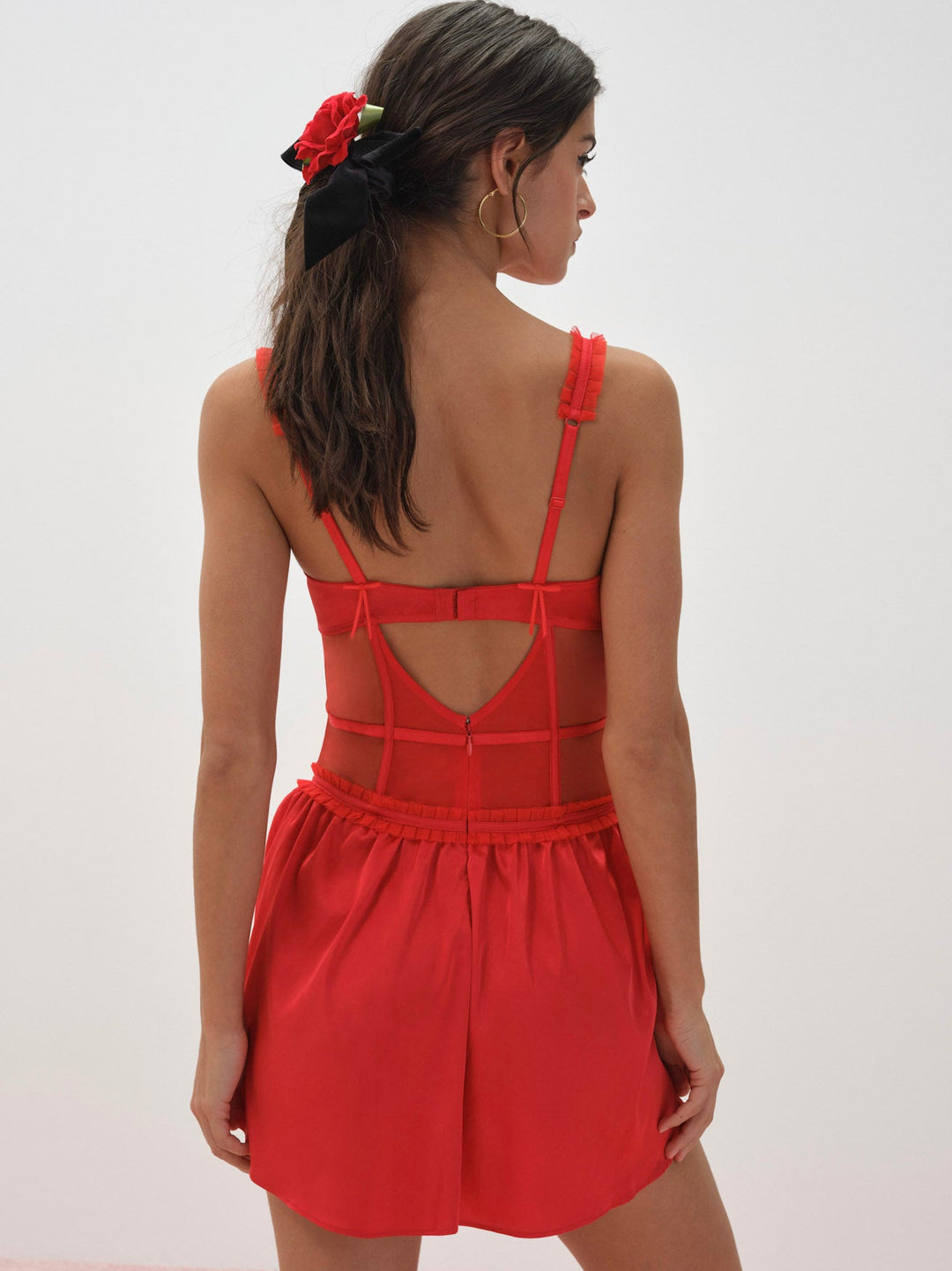 For Love and Lemons - Fiona Lace Slip Dress - Red