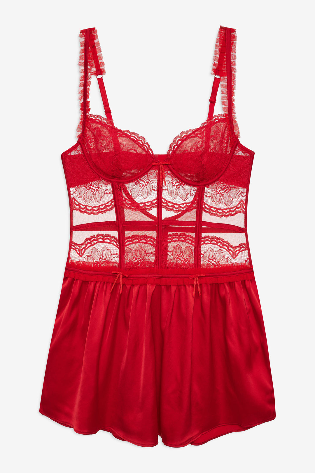 For Love and Lemons - Fiona Lace Slip Dress - Red
