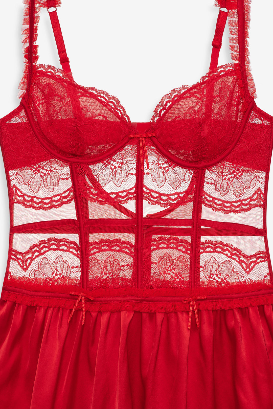 For Love and Lemons - Fiona Lace Slip Dress - Red