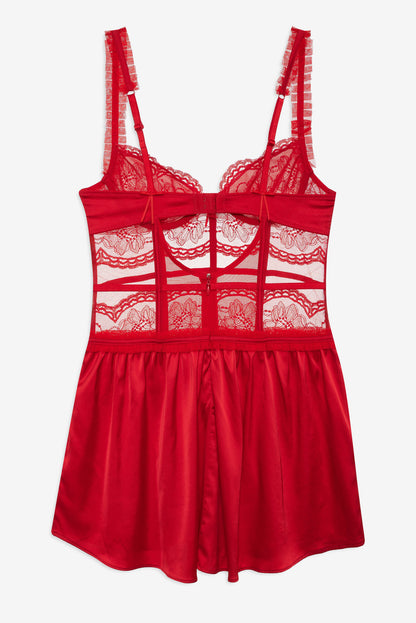 For Love and Lemons - Fiona Lace Slip Dress - Red
