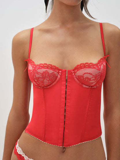 For Love and Lemons - Fiona Lace Bustier - Red
