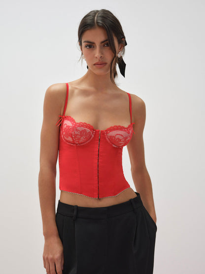 For Love and Lemons - Fiona Lace Bustier - Red
