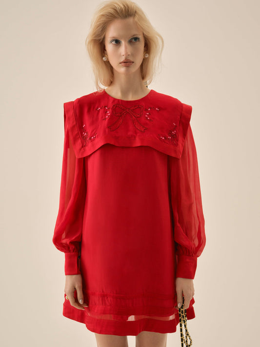 For Love and Lemons - Betsy Bow Mini Dress - Red