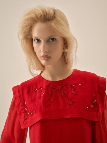 For Love and Lemons - Betsy Bow Mini Dress - Red