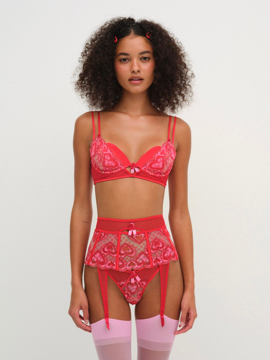 For Love and Lemons - Heartbeat Garter Belt - Red