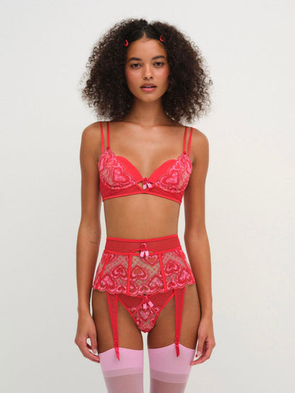 For Love and Lemons - Heartbeat Garter Belt - Red