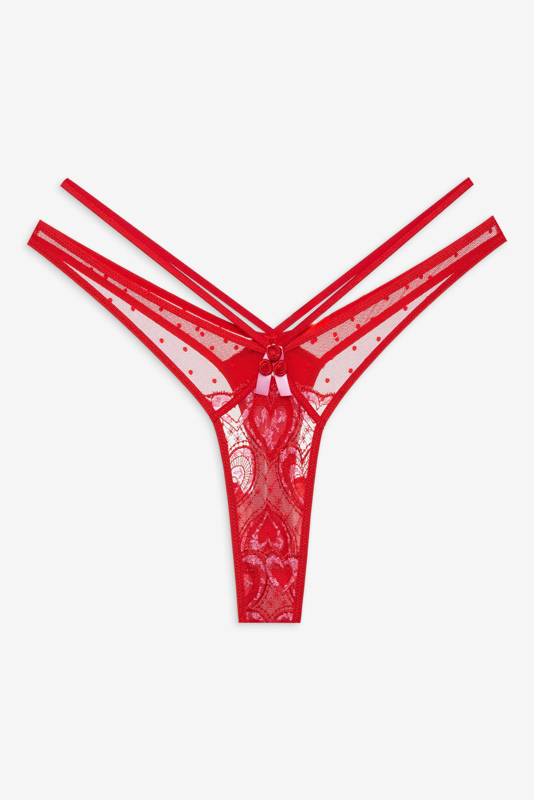 For Love and Lemons - Heartbeat Lace Thong Panty - Red