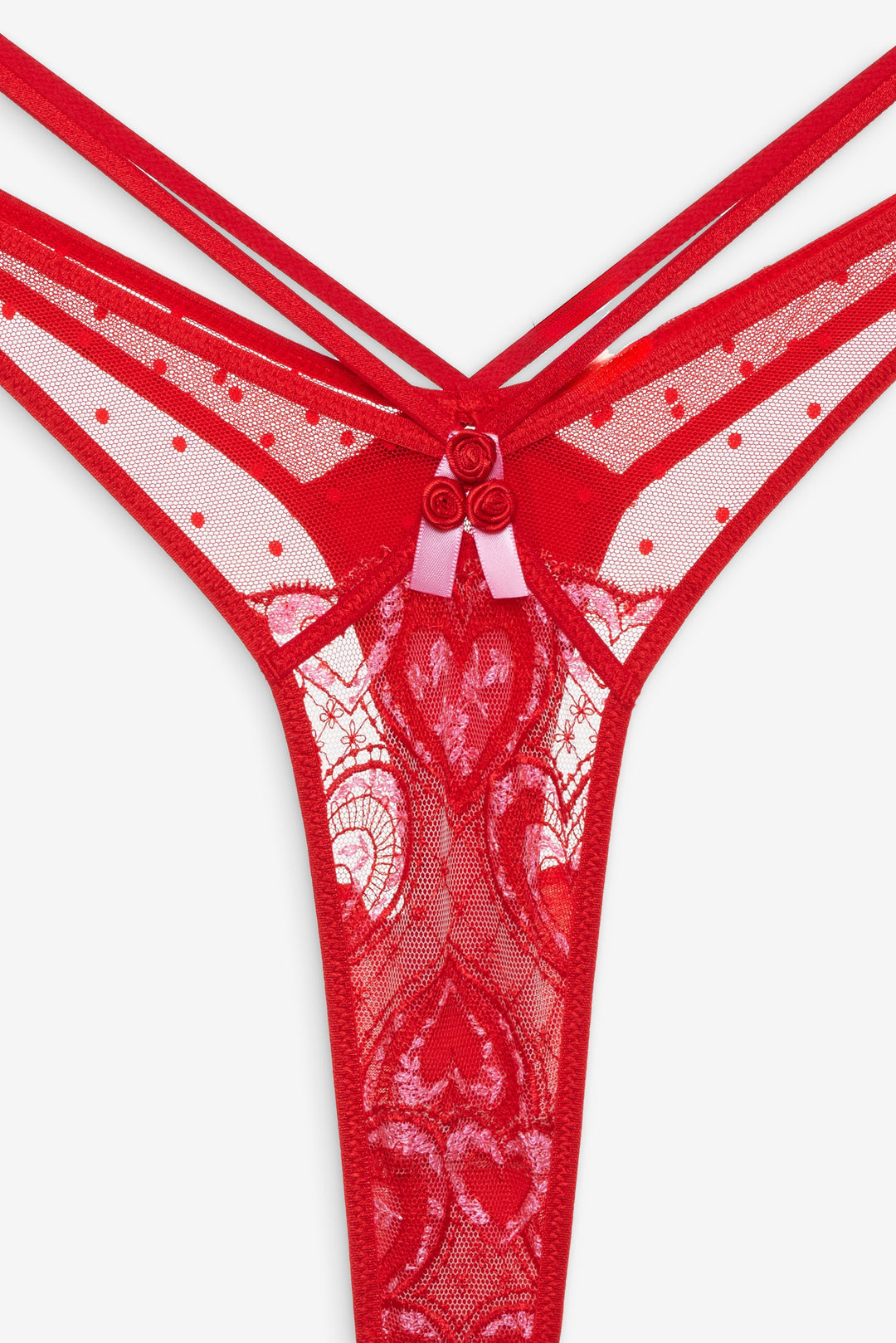 For Love and Lemons - Heartbeat Lace Thong Panty - Red
