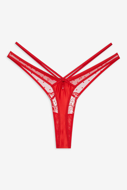 For Love and Lemons - Heartbeat Lace Thong Panty - Red