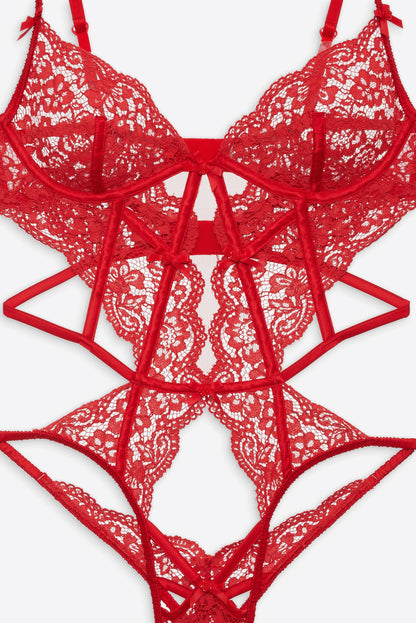 For Love and Lemons - Creamsicle Lace Bodysuit - Red