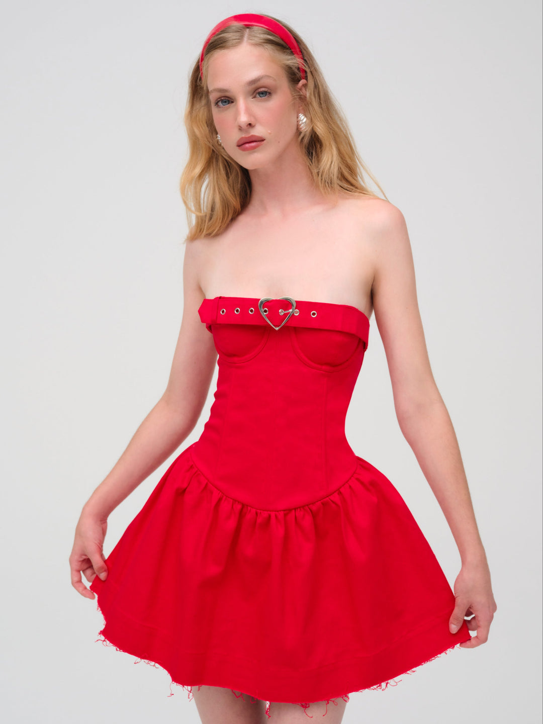 For Love and Lemons - Lipstick Denim Mini Dress - Red