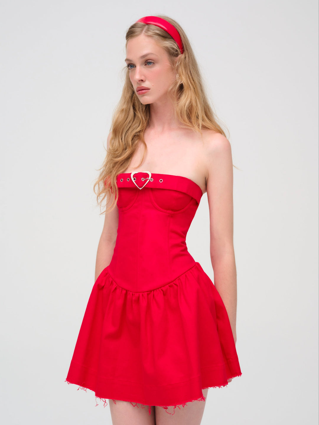 For Love and Lemons - Lipstick Denim Mini Dress - Red