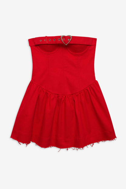 For Love and Lemons - Lipstick Denim Mini Dress - Red