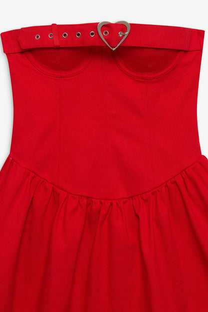 For Love and Lemons - Lipstick Denim Mini Dress - Red