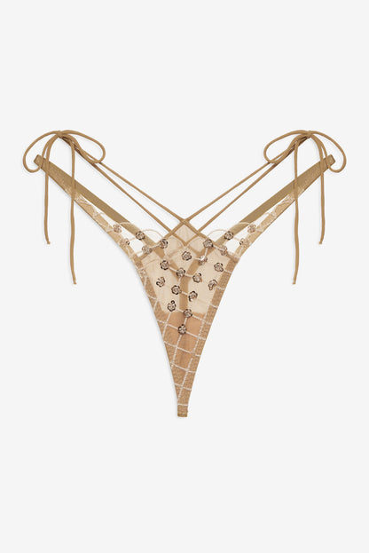 For Love and Lemons - Dazzle Me Thong Panty - Gold
