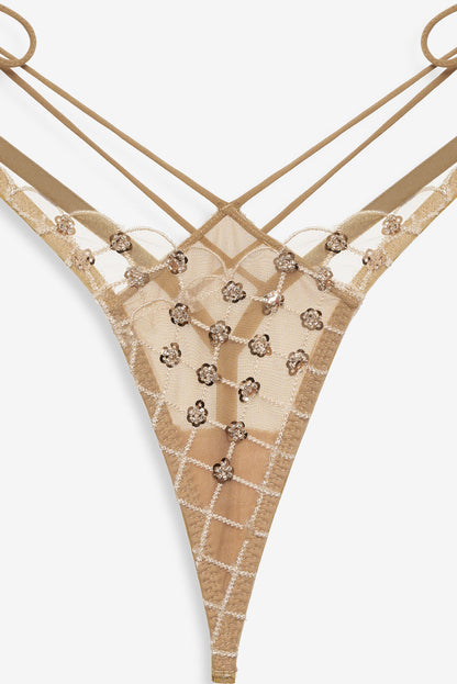 For Love and Lemons - Dazzle Me Thong Panty - Gold