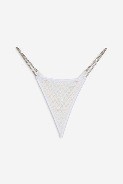 For Love and Lemons - Glitter Thong Panty - White