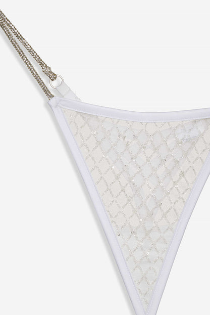 For Love and Lemons - Glitter Thong Panty - White