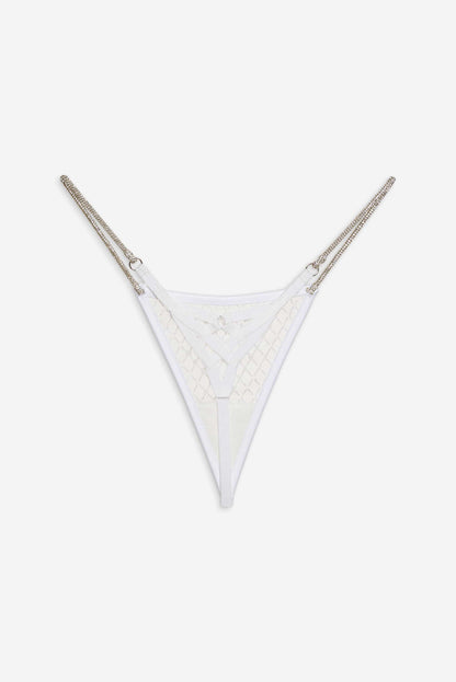 For Love and Lemons - Glitter Thong Panty - White