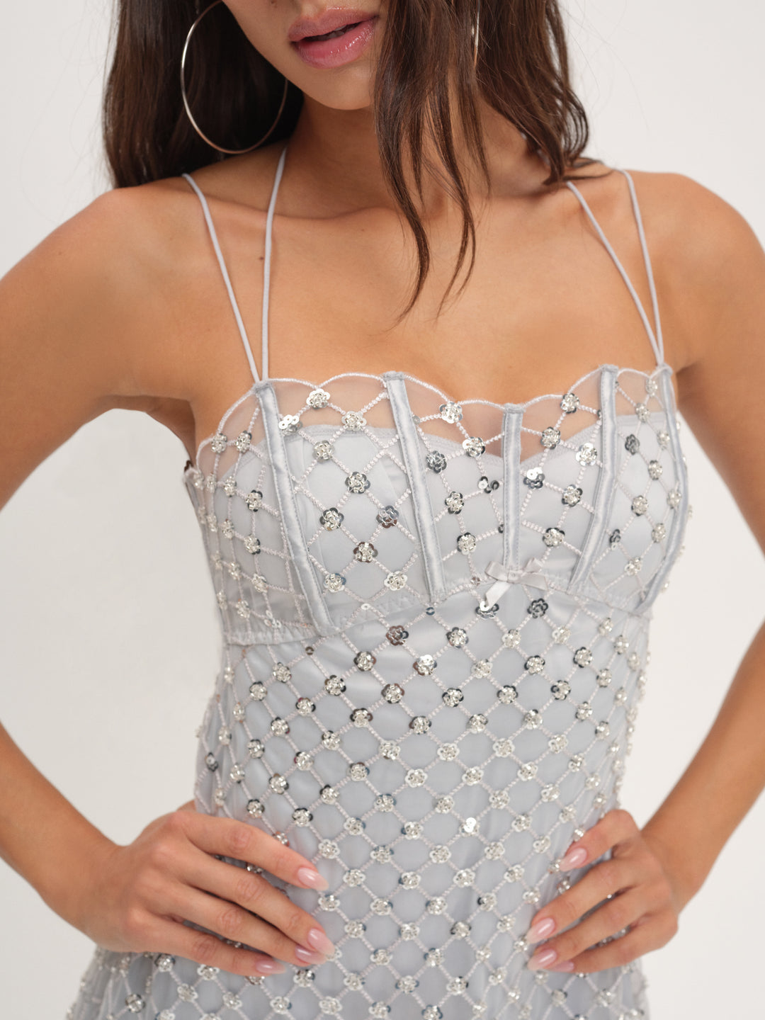 For Love and Lemons - Dazzle Me Slip Dress - Silver