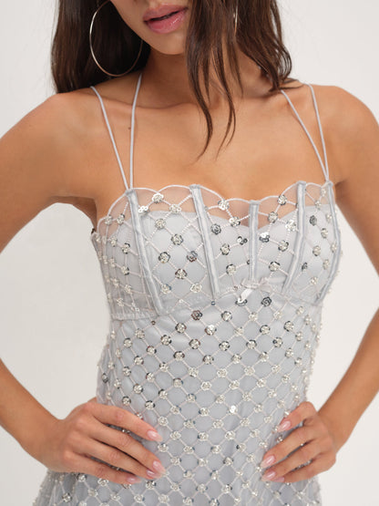 For Love and Lemons - Dazzle Me Slip Dress - Silver