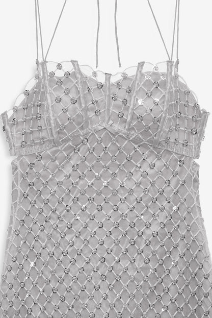 For Love and Lemons - Dazzle Me Slip Dress - Silver