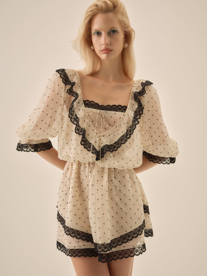 For Love and Lemons - Dottie Dot Mini Dress - Cream
