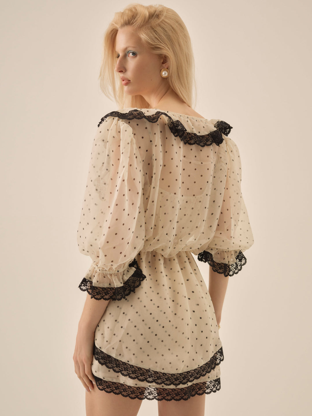 For Love and Lemons - Dottie Dot Mini Dress - Cream
